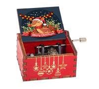 Vintage Christmas Music Box - Classical Hand-Cranked Carved Wood Musical Box - Wood Music, Suitable for Birthday Christmas Thanksgiving Mother's Day Keepsake