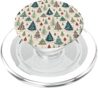 Vintage Christmas Plaid Tree Pines and Snowflakes for Girls PopSockets PopGrip for MagSafe