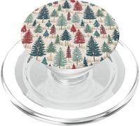 Vintage Christmas Plaid Tree Pines and Snowflakes for Girls PopSockets PopGrip for MagSafe