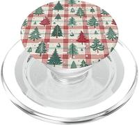 Vintage Christmas Plaid Tree Pines and Snowflakes for Girls PopSockets PopGrip for MagSafe