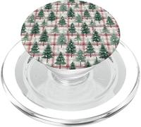 Vintage Christmas Plaid Tree Pines and Snowflakes for Girls PopSockets PopGrip for MagSafe