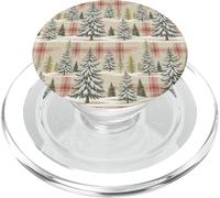 Vintage Christmas Plaid Tree Pines and Snowflakes for Girls PopSockets PopGrip for MagSafe