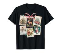 Vintage Christmas Postage Santa Reindeer Penguin Snowman T-Shirt
