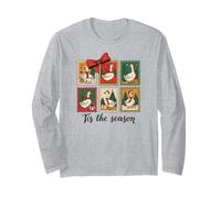 Vintage Christmas Postage Stamps Goose Men Women Kids Xmas Long Sleeve T-Shirt