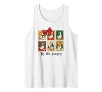 Vintage Christmas Postage Stamps Goose Men Women Kids Xmas Tank Top