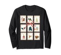Vintage Christmas Postage Stamps Santa Snowman Elf Long Sleeve T-Shirt