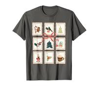 Vintage Christmas Postage Stamps Santa Snowman Elf T-Shirt