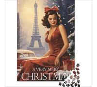 Vintage Christmas Poster Jigsaw Puzzles 1000 Pieces | a fun way to enjoy a quiet evening in a new home before unpacking all the moving boxes arrive to enjoy at home38x52cm