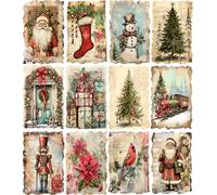 Vintage Christmas Rice Paper, 20 x 26.5cm (6 Sheets) - 6X Decoupage Papers for Collage, Mixed Media, Card Making & Crafts, Decoupage by CRAFT KREATIVELY