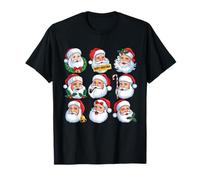 Vintage Christmas Santa Claus Faces Funny Family Xmas Vibes T-Shirt
