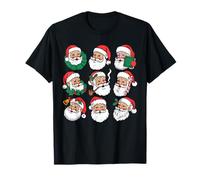 Vintage Christmas Santa Claus Faces Funny Family Xmas Vibes T-Shirt