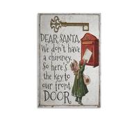 Vintage Christmas Santas Magic Key Wall Art Paintings Canvas Prints Poster Artwork for Living Room Bedroom Bathroom Office Home Decor 20x30inch(50x75cm)