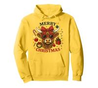 Vintage Christmas Scottish Highland Cow Santa Xmas Farmer Pullover Hoodie