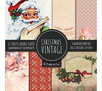 Vintage Christmas Scrapbook Paper Pad 8x8 Scrapbooking Kit for Papercrafts, Cardmaking, DIY Crafts, Holiday Theme, Retro Design