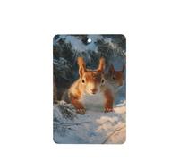 Vintage Christmas Squirrels In The Snow Car Air Fresheners 4 Pcs Hanging Scented Cards Fragrance Scented Cards For Car Aromatherapy Tablets
