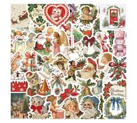 Vintage Christmas Stickers, 50Pcs Christmas Scrapbook Sticker, Christmas Theme Stickers, Christmas Characters Decals, Cute Christmas Vintage Stickers for Laptop Water Bottle Skateboard