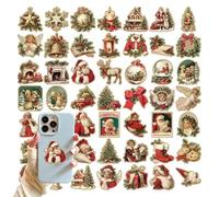 Vintage Christmas Stickers, Christmas Rub Transfer Stickers, 50X Sticker Waterproof, Vintage Decoration Labels, Self Adhesive for Crafts Projects Kids Party Favors Crafts Supply