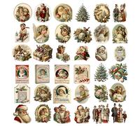 Vintage Christmas Stickers - Themed Vinyl Stickers, Colorful Retro Holiday Designs, KidFriendly Reward Set, Seasonal Craft Fun Pack | for Laptop Decoration Classroom Activities Scrapbooking Water