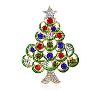 Vintage Christmas Tree Brooches Retro Colored For Rhinestone Brooch Pin Cloth Corsage Christmas Decorative Accessories