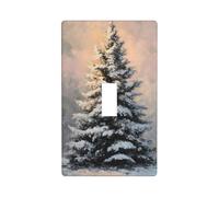 Vintage Christmas Tree in The Snow Light Switch Cover Decorative Single Toggle 1 Gang Wall Plate for Kitchen Farmhouse Bedroom Bathroom Art Decor
