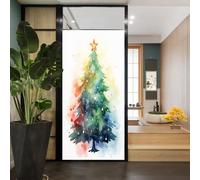 Vintage Christmas Tree Window Privacy Film Graffiti Snowflakes Stars Beautiful Dress Up Stained Glass Window Coverings Static Cling Window Film for Home Office Stores 23.6Wx35.4L inch