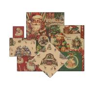 Vintage Christmas Wrapping Paper,4 Sheets Assorted Cute Xmas Folded Kraft Wrapping Paper Nutcracker Santa Claus Snowman Elk Bear Truck Gift Wrapping Papers Set for Kid Winter Holiday Gifts,20x28 inch