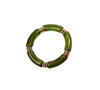 Vintage Chunky Bamboo Elbow Acrylic Bracelets for Women Men Rock Punk Stretch Big Curved Tube Stack Bangle Couple Jewelry Gifts(Glitter green)