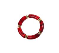 Vintage Chunky Bamboo Elbow Acrylic Bracelets for Women Men Rock Punk Stretch Big Curved Tube Stack Bangle Couple Jewelry Gifts(Marble red)