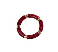 Vintage Chunky Bamboo Elbow Acrylic Bracelets for Women Men Rock Punk Stretch Big Curved Tube Stack Bangle Couple Jewelry Gifts(Wine red)