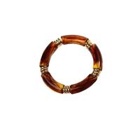Vintage Chunky Bamboo Elbow Acrylic Bracelets for Women Men Rock Punk Stretch Big Curved Tube Stack Bangle Couple Jewelry Gifts(Amber)