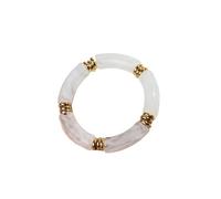 Vintage Chunky Bamboo Elbow Acrylic Bracelets for Women Men Rock Punk Stretch Big Curved Tube Stack Bangle Couple Jewelry Gifts(Milk clear)