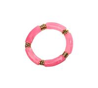 Vintage Chunky Bamboo Elbow Acrylic Bracelets for Women Men Rock Punk Stretch Big Curved Tube Stack Bangle Couple Jewelry Gifts(Pink)