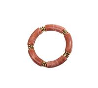 Vintage Chunky Bamboo Elbow Acrylic Bracelets for Women Men Rock Punk Stretch Big Curved Tube Stack Bangle Couple Jewelry Gifts(Marble pink)