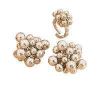Vintage Chunky Gold Beaded Earrings,Punk Metal CCB Ball Beads Earrings Rings Set Irregular Geometry Statement Stud Jewelry For Women, L, Alloy Steel, No Gemstone