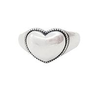 Vintage Chunky Heart Chain Ring for Women Girls Silver Plated Wide Statement Adjustable Layered Curb Chains Open Band Knuckle Tail Finger Rings Comfort Fit Retro Dainty Jewelry Gift
