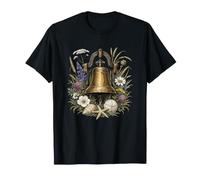 Vintage Church Bell Coastal Wildflowers Seashells T-Shirt