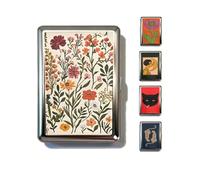 Vintage Cigarette Case & Card Holder - Multi-Functional Metal Wallet with Snap Closure for Cards, Cash, ID | Slim Retro Design for Men and Women, Durable Stainless Steel 2026 (English Bloom)