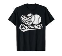 Vintage Cincinnati Baseball Leopard Heart Baseball Fans Value Graphic T-Shirt, Men, Black, S