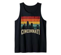 Vintage Cincinnati Skyline Retro Sunset Silhouette Tank Top