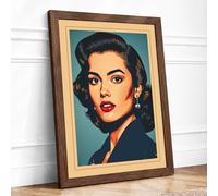Vintage Cinema Portrait Retro Framed Wall Art Print A1 (84.1×59.4cm) Walnut, Wall Decor for Living Room, Bedroom, Office & Home, Ready to Hang, Art Gift