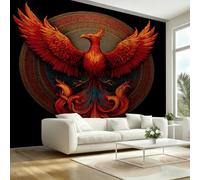 Vintage Circular Geometric Texture Wallpaper Paste The Wall 200x140cm(W x H) Mural Wallpaper 3D Effect for Living Room Fireplace Feature Wallpapers Animal Phoenix Wall Mural Bedroom