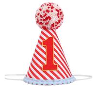 Vintage Circus 1st Birthday Hat - Carnival Party Hat, Red White Stripe Birthday Party Decoration, Cake Smash Photo Props, Baby Birthday Outfits