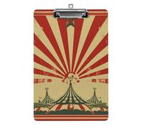 Vintage Circus Background Clipboard, A4 Acrylic Clipboard with Hanging Hole, Ultra-Light Clip Board - Holds 100 Sheets, Shatterproof Document Holder for Office, 12.5" X 8.5"