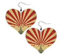 Vintage circus background Leather Earrings for Women Heart Earrings Lightweight Dangle Drop Earrings Cute Jewelry Gift