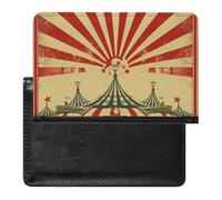 Vintage Circus Background Passport Holder with 3 Card Slots, Portable PU Leather Travel Wallet, Slim Protective Cover for Passport, ID, Credit Cards