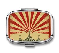 Vintage Circus Background Pill Box 2 Compartment - Small Metal Medicine Organizer Portable Pill Case for Purse Pocket Travel Vitamin Organizer for Men Women, BPA-Free
