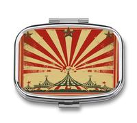 Vintage Circus Background Pill Box Pill Case Cute Pill Organizer Pill Holder Medicine Pill Organizer Pill Container Daily Pill Organizer Small Pill Box Pill Case for Purse Pocket