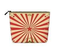 Vintage Circus Background Printed Single-Layer Cosmetic Bag Faux Linen Material Large Capacity Coin Purse Travel and Business Trip Essential