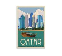 Vintage City Poster Qatar Landscape Poster Decorative Painting Canvas Wall Posters And Art Picture Print Modern Family Bedroom Decor Posters 08x12inch(20x30cm)