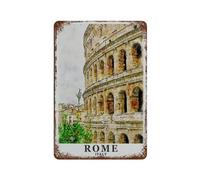 Vintage Cityscape Plaque Colosseum Rome Oil Painting Vintage Tin Sign Home Office Kitchen Pub Club Cafe Bar Farm Restaurant Collection Metal Wall Decor(15x30cm)6x12 inch-398
